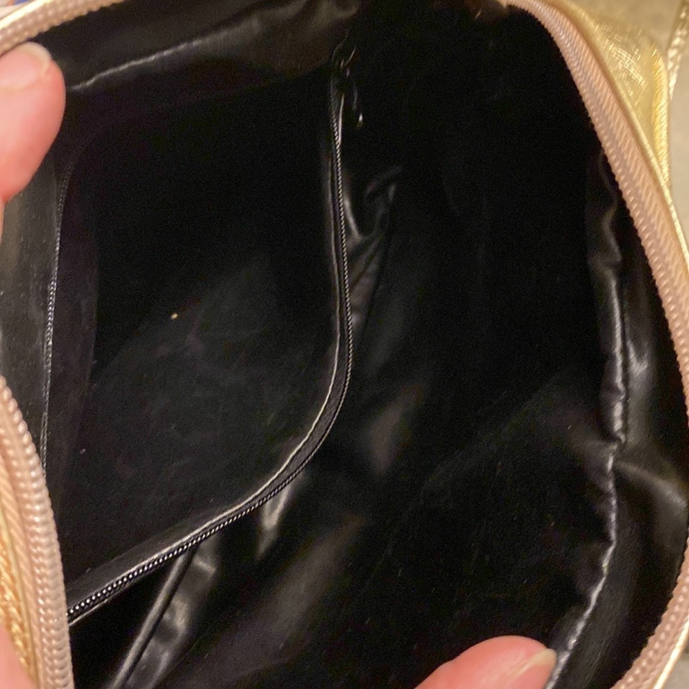 Two Tone Gold & Copper Leather Bag with Adjustable Shoulder Strap - Picture 8 of 11